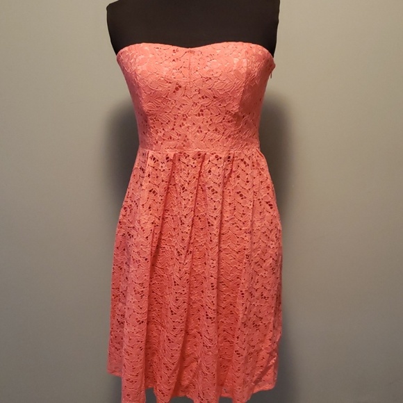 coral strapless dress